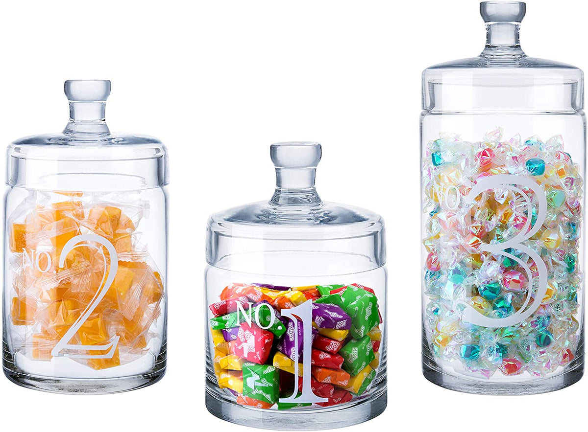 Glass Apothecary Jars with Lids Set of 3
